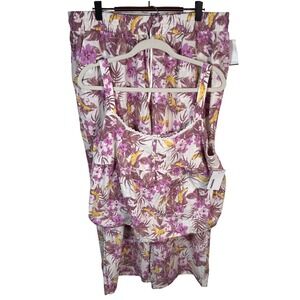 Sonoma NWT Womens XL Pajama Set 100% Cotton Coastal Boho Tropical Banana Floral